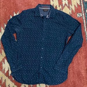 Denim & flower slim fit button up size M